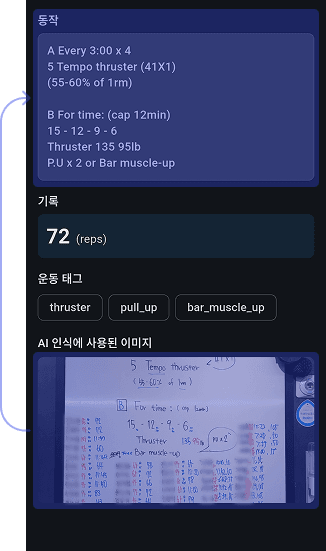 운동 기록 및 캘린더 화면
